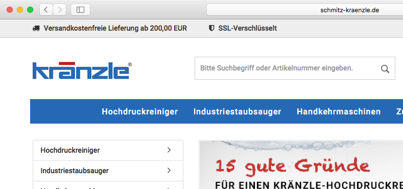Unser Kränzle Onlineshop