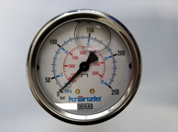 Kränzle    Druckmanometer 0-250 bar 1/4" AG, Durchmesser 63 mm