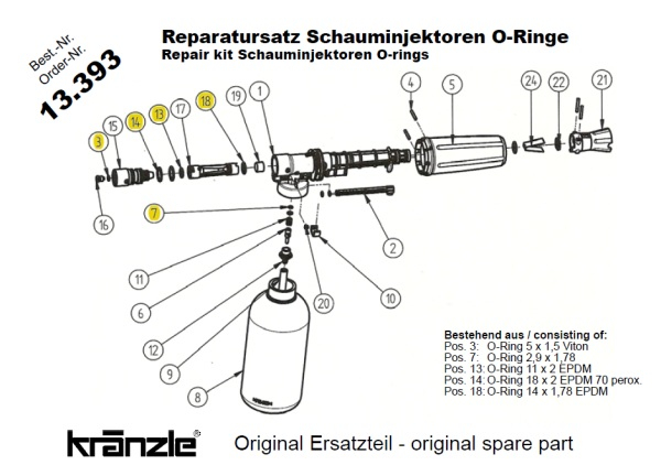 Kränzle    Rep.-Satz Schauminjektoren, O-Ringe