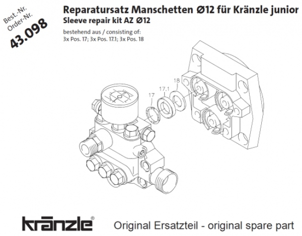 Kränzle     Reparatur-Satz Manschetten 12 mm